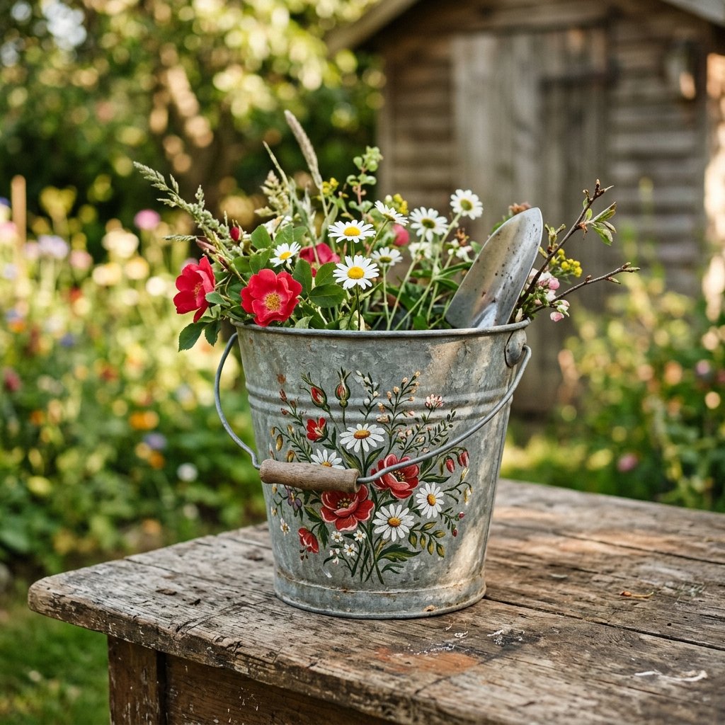 Custom Painted Galvanized Bucket